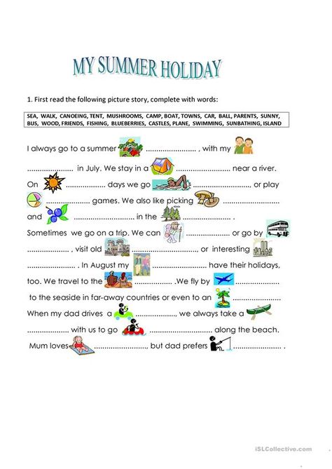 Summer activities - English ESL Worksheets Summer Worksheets For Kids, Cambridge Starters, Summer Vocabulary, Ela Worksheets, Summer Worksheets, Holiday Worksheets, English Grammar For Kids, Summer Courses, English Activities