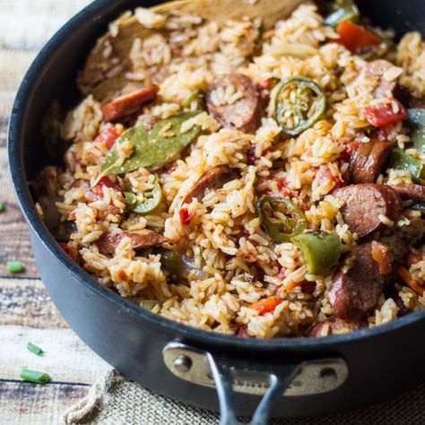 One pan and 30 minutes is all you need to make this Spicy Southern Sausage & Rice! Sausage Bites, Sausage And Rice, Sausage Rice, Recipes Savory, One Pot Dishes, Spicy Sausage, Spanish Rice, Sausage Pasta, Sausage Recipes