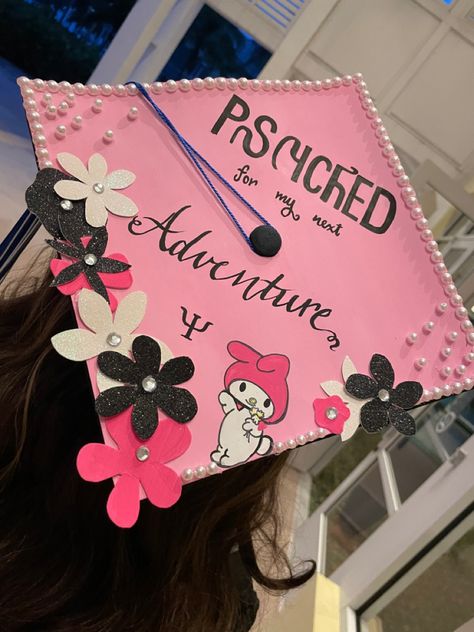 My Melody Graduation Cap, Sanrio Graduation Cap, Sanrio Graduation, Pink Grad Cap, Grad Hats, Senior Crown, Grad Hat, 18th Bday, Grad Caps