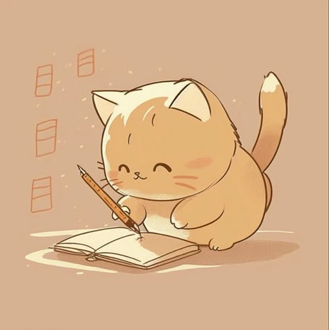 Cat On Computer Drawing, Kawaii Cat Drawing Easy, Kawaii Book Drawing, Cats Drawing Sketches, Cute Drawings Cat, Cute Drawings Kawaii, Fluffy Black Cats, Cute Art Cartoon, Easy Cat Drawing