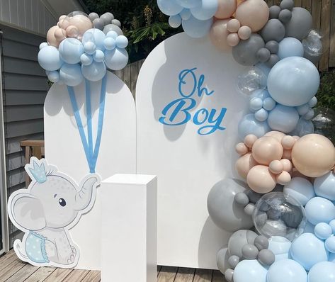 #elephantthemebabyshower • Instagram Base Decoration Ideas, Oh Boy Baby Shower Theme, Elephant Theme Baby Shower Boy, Elephant Birthday Theme, Baby Shower Elephant Theme Boy, Elephant Baby Shower Theme Boy, Baby Kiwi, Decorations For Baby Shower, Peanut Baby Shower