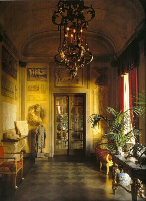 From Rizzoli's "The Invention of the Past: Interior Design and Architecture of Studio Peregalli" book. Studio Peregalli, Romantic Interior, Milan Apartment, Living Room Mantel, Mark D Sikes, Italian Paintings, Striped Walls, Antique Interior, Decoration Inspiration