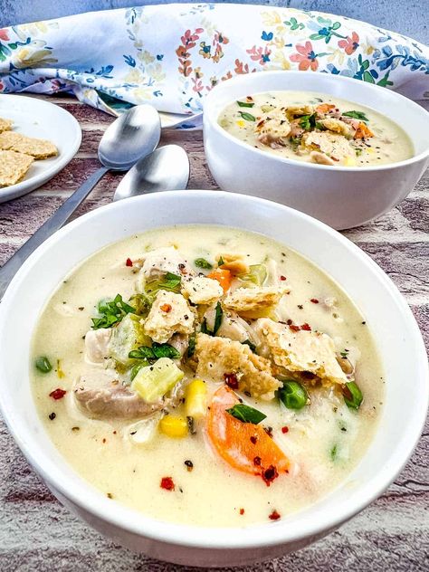 Turkey Pot Pie Soup - Cook What You Love Potpie Soup, Smoked Turkey Soup, Turkey Potpie, Turkey Soup Recipes, Turkey Pot Pie Soup, Turkey Soup Recipe, Turkey Pot, Chicken Pot Pie Soup, Pot Pie Soup