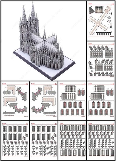 Paper Model Architecture, Germany Cologne, Paper Buildings, Paper Doll Printable Templates, Free Paper Models, Scroll Saw Patterns Free, Paper Toys Template, Paper Quilling Designs, Paper Dolls Printable