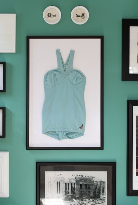 Decorating Idea: How To Frame Vintage Clothing to Hang as Art | Apartment Therapy Art Alternative, Art Apartment, Cheap Wall Art, Vintage Swimwear, Thrift Store Finds, Diy Frame, Apartment Therapy, Diy Wall Decor, Diy Art