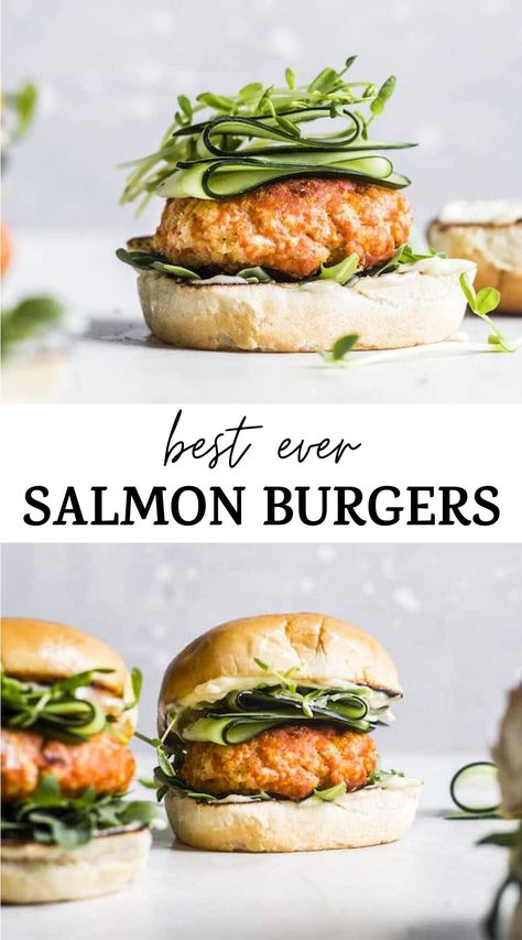 Healthy Salmon Burgers, Honey Soy Salmon, Garlic Aioli Sauce, Salmon Burger Recipe, Dinner Salmon, Salmon Recipes Baked, Salmon Recipes Pan Seared, Salmon Burger, Plat Vegan