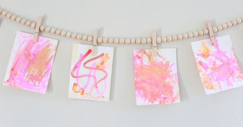 Toddler Artwork Display, Toddler Art Display, Ways To Display Kids Artwork, Art Space For Kids, Hanging Kids Art, Hanging Kids Artwork, Art Class Activities, Kids Art Corner, Daycare Classroom Ideas