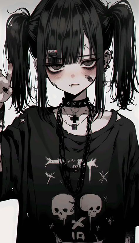 Gothic Anime Characters, Cute Anime Character Pfp, Goth Anime Characters, Gothic Anime Aesthetic, Goth Anime Aesthetic, Goth Girl Drawing, Gothic Anime Pfp, Goth Manga, Goth Girl Art