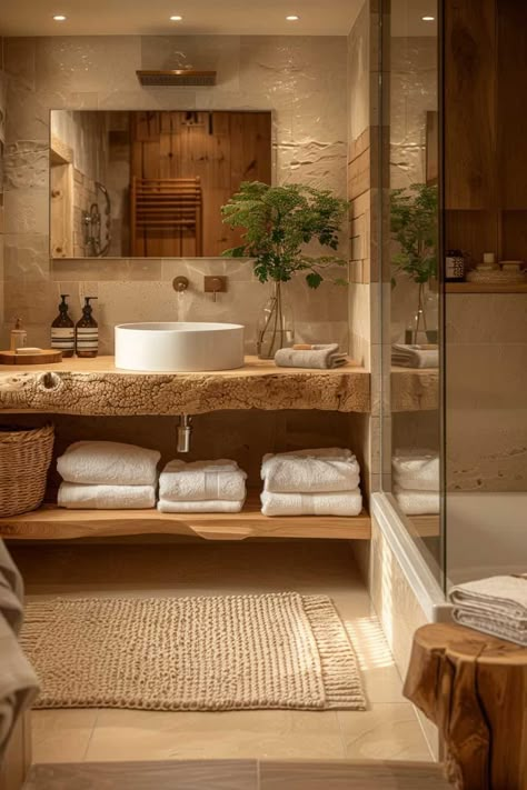 Natural Style Bathroom Ideas, Nature Inspired Bathroom Ideas, Desert Modern Bathroom, Bathroom Modern Ideas, Living Room Separator, Room Separator Ideas, Organic Bathroom Design, Nature Bathroom, Living Room Separator Ideas