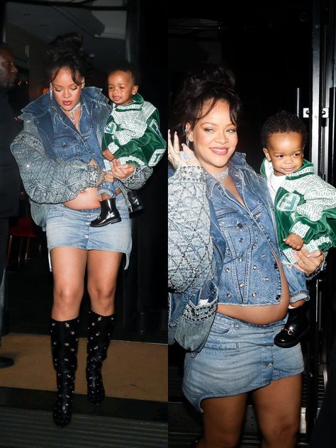 Rihanna Pregnant 2023, Rihanna Maternity Style, Rihanna Pregnancy Style, Rihanna Pregnant Outfits, Rihanna Denim, Rihanna 2023, Drake Outfits, Rihanna Pregnant, Bump Fits