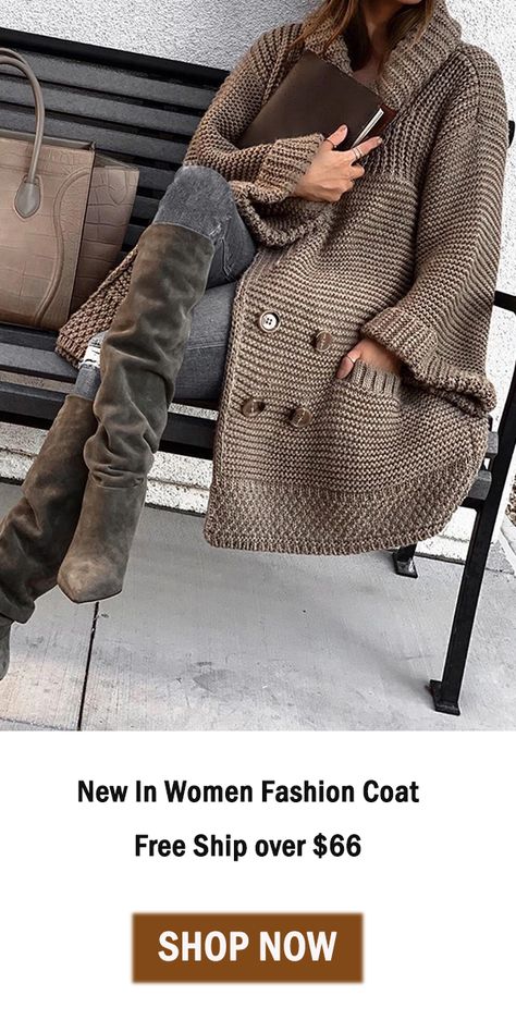 Crochet Dress Outfits, Thick Sweater, Thick Sweaters, Knitted Coat, Fashion 2020, Knit Fashion, Coat Fashion, Cardigan Coat, Outerwear Women