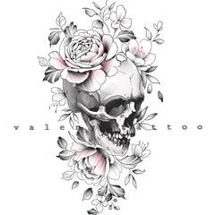 Feminine Skull Tattoos For Women, Tattoos For Women Shoulder, Skull Tattoos For Women, Pretty Skull Tattoos, Floral Skull Tattoos, Skull Tattoo Flowers, Feminine Skull Tattoos, Skull Hand Tattoo, Neck Tattoos Women