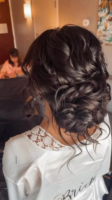 Wedding Updo For Dark Hair, Hair Updos Bun, Wedding Hair Brown Updo, Up Do Dark Hair, Wedding Brown Hair Hairstyles, Bridal Hair Updo Brunette, Wedding Updos For Long Brown Hair, Wedding Hairstyles For Dark Brown Hair, Wedding Hair Updo Brown Hair