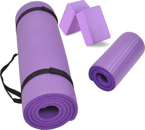 Here's one of those luxuriously thick yoga mats to keep your knees and wrists protected during yogasana practice! These can sometimes be a little slippery, so be sure to grab a Yoga Towel or Blanket to put ontop. Extra Thick Yoga Mat, Mat Pilates Workout, Yoga Mat Strap, Yoga Mats Design, Exercise Yoga, Mat Pilates, Yoga Block, Free Yoga, Floor Workouts