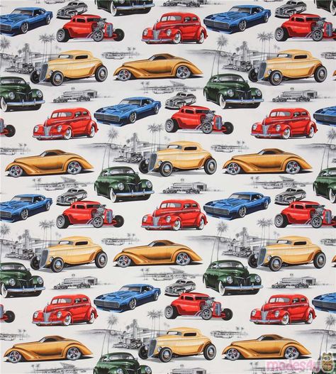 light beige Alexander Henry fabric classic car Chopped Channeled - Vehicle Fabric - Fabric - Kawaii Shop modeS4u Car Fabric, Alexander Henry Fabrics, Alexander Henry, Kids Fabric, Halloween Fabric, Kawaii Shop, Car Posters, Beige Fabric, Yellow Fabric