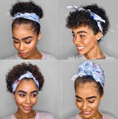 Style Short Curly Hair Natural Curls, Short Hair Hat, Cute Bandana Hairstyles, Short Hair Headband, Bandana Hairstyles Short, Arcane Oc, Cabello Afro Natural, Short Hairstyle Women, Bouffant Hair