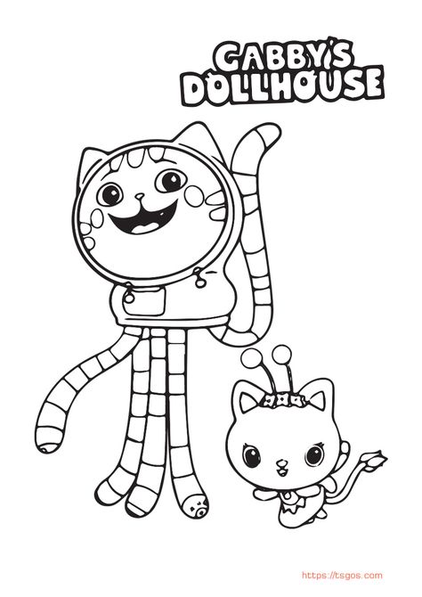 HD Printable Free Gabby Dollhouse Coloring Page For Kids Gabbys Doll House Coloring Pages, Gaby’s Dollhouse Birthday Party, Gabbys Dollhouse Coloring Pages, Dollhouse Coloring Pages, Gabby Cat, Gabby Dollhouse, House Colouring Pages, Muppet Babies, Printable Coloring Sheets