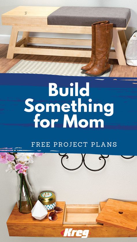 Build Mom the Perfect Gift - We Have Lots of Projects to Pick From! #mothersday #formom #kregjig #diyproject #diy #diyhomedecor #diyfurniture #diydecor #woodworking #handmade Kids Woodworking Projects, Woodworking Ideas To Sell, Wood Gifts Diy, Mother's Day Projects, Woodworking Projects Unique, Router Projects, Woodworking Projects For Kids, Woodworking For Kids, Diy Wooden Projects