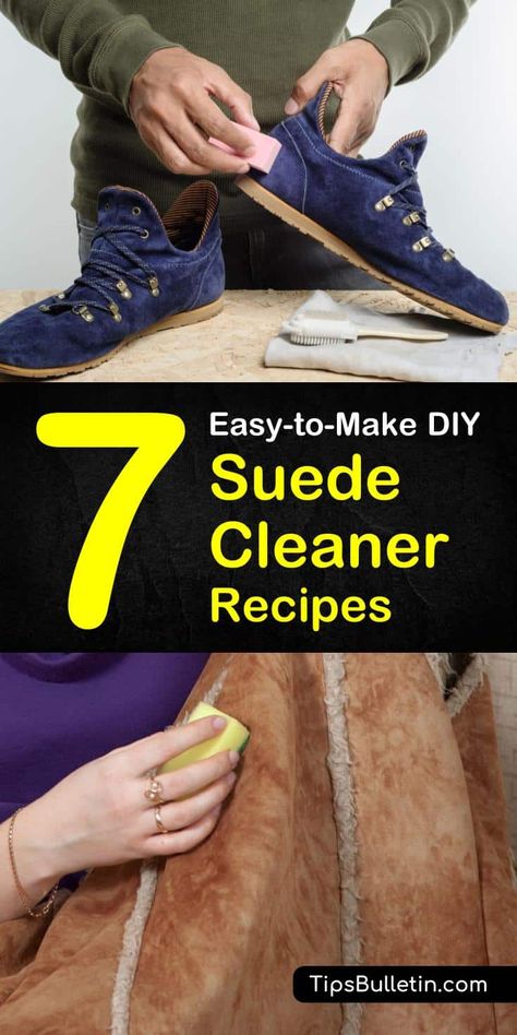 Try these 7 natural DIY suede cleaner tips on how to remove stains on your suede shoes, couch, ugg boots, and jackets. Learn how to use household stain removers such as baking soda, vinegar, and rubbing alcohol to get rid of tough stains on your suede garments. #suedestainremover #suede #cleaning Cleaning Uggs, Cleaning Suede, Handbag Repair, Clean Suede Shoes, Shoes Cleaning, Clean Suede, Natural Cleaner, Clean Baking Pans, Cleaning Diy