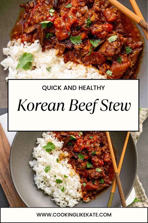 This Korean beef stew is a healthy dinner idea that’s perfect for clean eating. It’s a quick and easy recipe that’s full of flavor, making it an ideal choice for family meals. Asian Beef Stew, Beef Recepies, Beef Stew Soup, Korean Beef Stew, Stew Beef, Asian Beef, Healthy Beef, Korean Beef, Homemade Beef