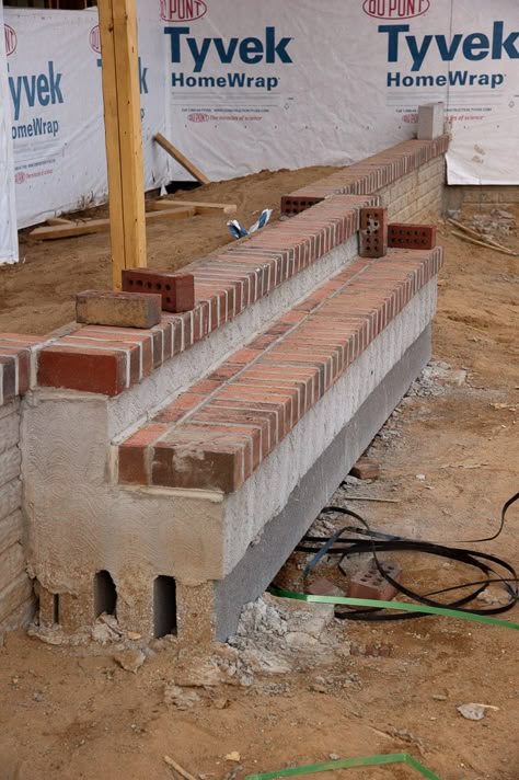 How to build a brick step How To Build Porch Steps, Front Porch Stairs, Brick Porch, Porch Stairs, Front Porch Steps, Front Door Steps, Front Stairs, Brick Projects, Brick Steps