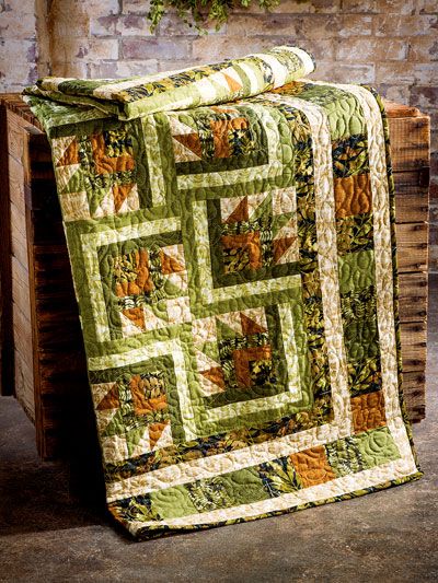 A Hint of Fall Quilt Pattern North Woods Quilt Patterns, Maple Leaf Log Cabin Quilt Pattern, Woodsy Quilt Patterns, Bears Paw Quilts, Log Cabin Quilting, Solstice Quilt, Leaf Quilts, Autumn Quilt, Fall Quilt Patterns