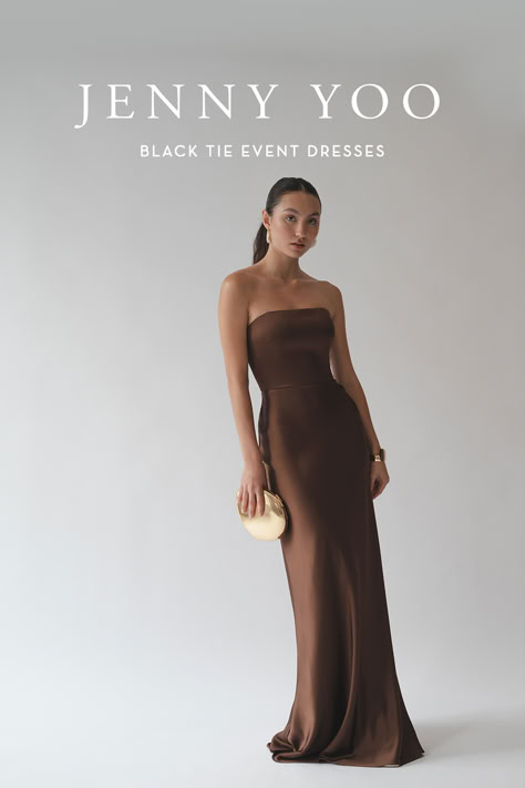 Black tie dresses for any formal wedding or event. Make it an evening to remember and shop Jenny Yoo online today. Fall Black Tie Wedding, Brown Wedding Guest Dress, Jenny Yoo Bridal, Black Tie Event Dresses, Bhldn Bridesmaid Dresses, Wedding Guest Ideas, Bachelorette Inspo, Black Tie Dresses, Jenny Yoo Bridesmaid