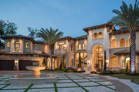 Mediterranean Revival Architecture, Mediterranean Exterior Homes, Mediterranean House Designs, Mediterranean Houses, Mediterranean Homes Exterior, Modern Mediterranean Homes, Mediterranean Exterior, Mediterranean Mansion, Oasis Springs