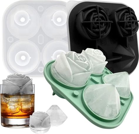 Ice Cube Tray 2 Rose and 2 Diamond Diamond Ice Cube Tray, Family Bar, Silicone Ice Trays, Rose Diamond, Silicone Ice Cube Tray, Ice Ball, Diamond Ice, Ice Molds, Ice Cube Molds