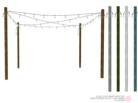 Yard String 4 Pole Light Mesh by DOT of The Sims Resource  Found in TSR Category 'Sims 4 Outdoor Lighting' Sims4 Cc Outdoor Furniture, Sims 4 Cc Furniture Backyard, Sims 4 Outdoor Lights, Outdoor Furniture Sims 4 Cc, Sims 4 Hanging Lights, The Sims Resource Sims 4 Objects, Sims 4 Porch Cc, Sims4 Outdoor Cc, Sims Party Cc