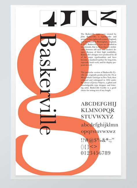 baskerville typographic poster on Behance Font Book Design, Typeface Specimen Poster, Baskerville Poster, John Baskerville, Type As Image, Baskerville Font, Type Specimen Poster, Layout Editoriale, Poster With Text