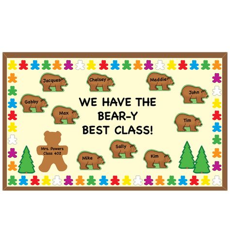 Teddy Bear Classroom Theme, Bear Themed Classroom Decorations, Brown Bear Brown Bear Bulletin Board, Brown Bear Bulletin Board, Bears Bulletin Board Ideas, Classroom Bear Theme, Bear Classroom Door, Bear Bulletin Board Ideas, Preschool Classroom Themes