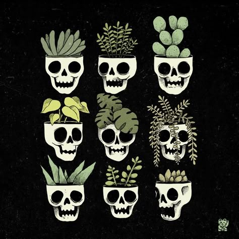 Plant Skeleton Art, Witchy Skull Art, Plants And Skeletons, Skull Plant Drawing, Spooky Plants Drawing, Cute Skeleton Doodle, Skeleton Art Aesthetic Wallpaper, Spooky Plant Tattoo, Skeloten Art