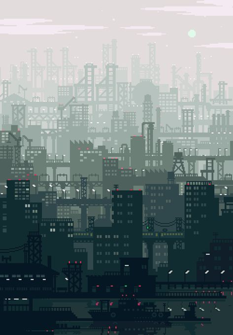 Pixel City, Pixel Art Landscape, Animiertes Gif, Modele Pixel Art, Piskel Art, 8 Bit Art, Pixel Art Background, Pixel Animation, Arte 8 Bits