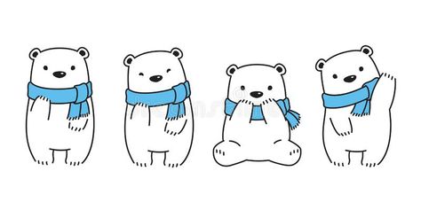 . Cartoon Character Icon, Bear Character Design, Polar Bear Cartoon, Bear Scarf, Valentines Day Bears, Character Icon, Bear Vector, Zentangle Artwork, Bear Character