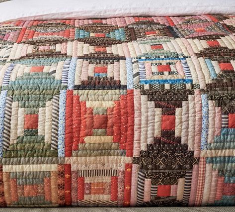 Jaxson Quilt | Pottery Barn Pottery Barn Quilts Patchwork, Cotton And Bourbon Quilts, Pottery Barn Quilts, Waffle Quilt, Coordinating Patterns, Heirloom Quilt, Quilted Sham, Log Cabin Quilts, Quilted Coverlet