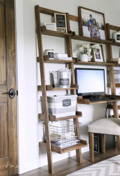 Leaning ladder desk