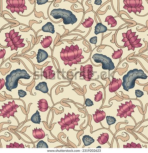 Kalamkari Design All Over Pattern Stock Illustration 2319202623 | Shutterstock Kalmkari Pattern Allover, Kalamkari Prints Patterns, Kalamkari Allover, Kalamkari Pattern, Kalam Kari, Kalamkari Design, Salwar Design, Kalamkari Art, Pret Wear