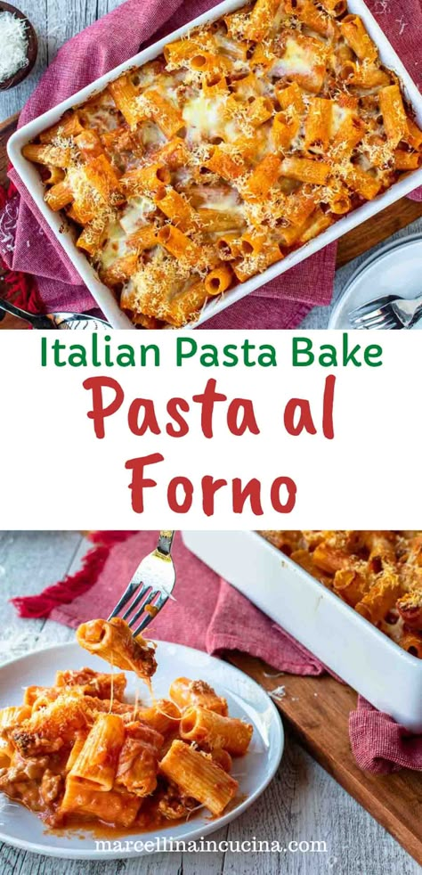 Pasta al Forno, an oven baked pasta with a creamy and cheesy sauce, is delicious and easy to make. This step by step recipe gives you detailed instructions on how to prepare this classic Italian dish. #PastaAlForno #ItalianPastaRecipes #BakedPasta Pasta Oven Recipes, Oven Baked Pasta Dishes, Italian Baked Pasta Recipes, Pasta In Oven, Best Baked Pasta, Pasta In The Oven, Pasta In The Oven Easy Recipes, Tortiglioni Recipes Pasta, Pasta In Oven Recipes