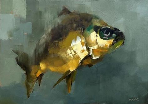 Daily Paintworks Original Fine Art, Fish Art Painting Acrylics, Fish Painting Acrylic, Realistic Fish Painting, Stylized Painting, Fish Still Life, Fish In Water Painting, Abstract Fish Painting, Fish Oil Painting