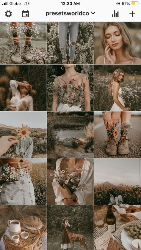 Rustic Photoshoot, Best Instagram Feeds, Lightroom Presets Wedding, Instagram Feed Layout, Wedding Presets, Spring Photoshoot, Flower Photoshoot, Theme Nature, Instagram Theme Feed