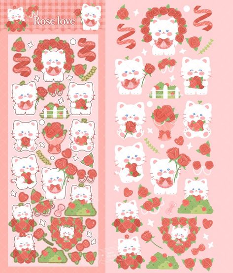 Credits to the artist. Mandarin Jam, Cute Stickers To Make, Cute Korean Stickers, Sticker Sheet Ideas, Manualidades Cute, Polco Deco, Stickers For Journal, Stickers To Make, Korean Stickers