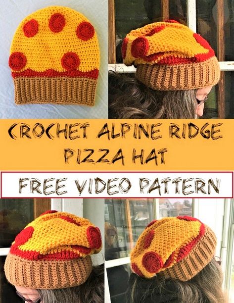 Funny Knitted Hats, Crochet Pie Hat, Crochet Hat Fun, Crochet Apple Hat, Fruit Hat Crochet, Crazy Crochet Hats, Free Funny Crochet Patterns, Weird Crochet Hats, Funny Crochet Hats