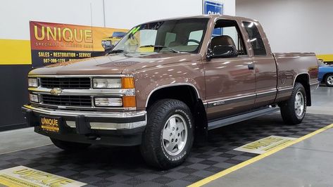 1994 Chevrolet K1500 Silverado Extended Cab finished in Autumn Wood paint. Paint is in nice shape overall and has been touched up where necessary. This truck has underwent a repaint along the... 1994 Chevy Silverado, Chevrolet 2500, Old Pickup, Classic Chevrolet, Wood Paint, Paint Paint, Extended Cab, Chevy Silverado 1500, Restoration Services