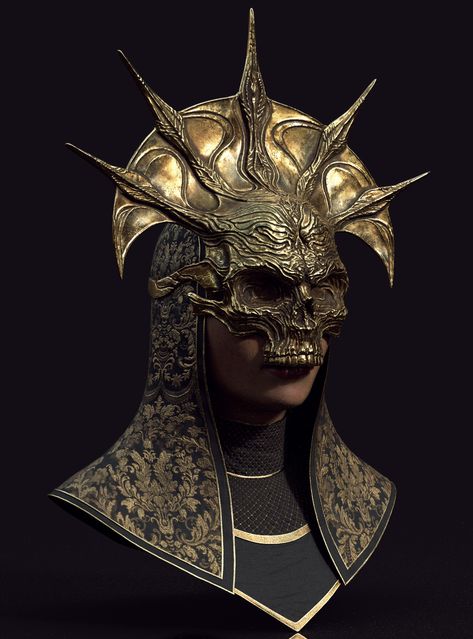 Dark Priestess, Fantasy Mask, Dark Mask, Make A Dragon, Zbrush Character, Dark Wizard, High Priestess, Head Mask, Design Practice