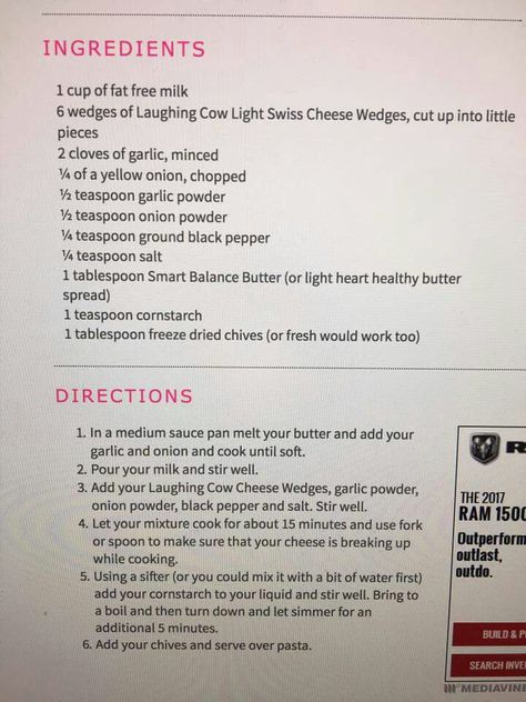 Laughing Cow Alfredo Sauce, Laughing Cow Alfredo, Blue Pasta, Ww Lunch, Laughing Cow Cheese, Ww Dinner, Ww Food, Cow Cheese, Cheese Wedge