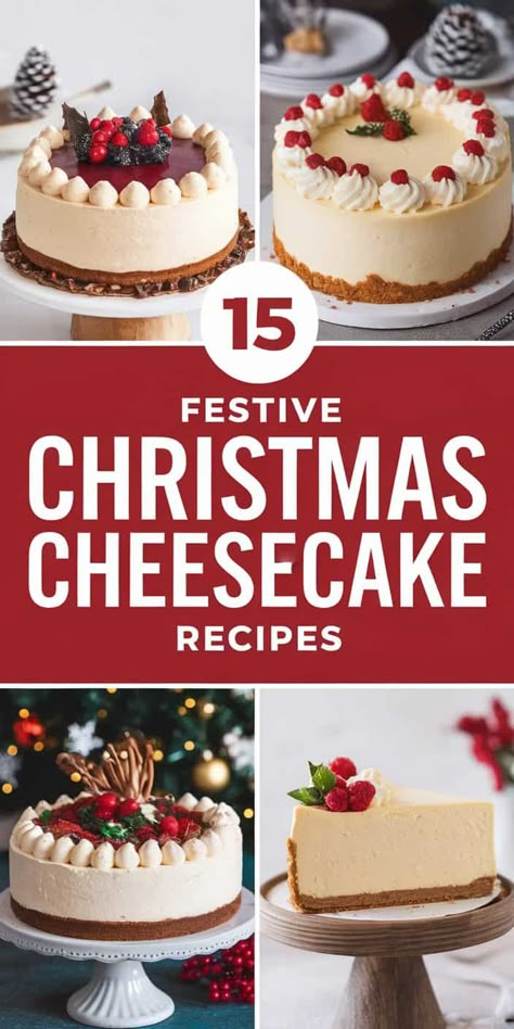 15 No-Fail Christmas Cheesecake Recipes for the Perfect Holiday Dessert Cheesecake Recipes Easy Baked, Cheescake Decor Christmas, New York Style Cheesecake Recipe Springform Pan, Chocolate Christmas Cheesecake, Two Layer Cheesecake, Best Christmas Eve Desserts, No Bake Holiday Cheesecake Recipes, Cheesecake With Cake Layer, Christmas Baked Cheesecake