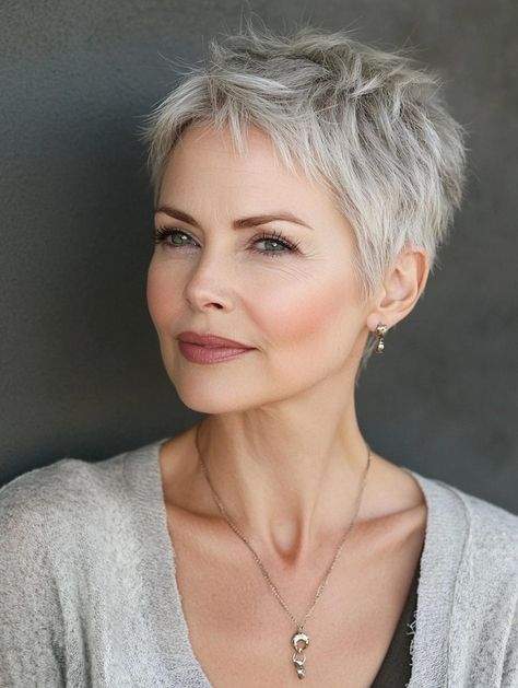 Pixie Hairstyles For Fine Hair, Short Blonde Pixie, Haircuts For Ladies, Super Short Haircuts, Short Spiked Hair, Short Silver Hair, Really Short Hair, Short Hair Pixie Cuts, Spiked Hair