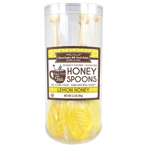 Amazon.com : Melville Candy Gourmet Honey Spoons - Naturally Flavored Stirrers for Beverages - Soothing Lemon Honey, 8 Count : Grocery & Gourmet Food Honey Stirrer, Honey Spoons, Real Honey, Coffee Stirrers, Lemon Honey, Honey Sticks, Tea Spoons, Honey Tea, Cocktail Kits