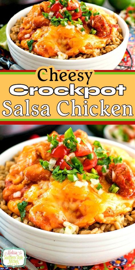 Crockpot Cheesy Salsa Chicken Cheesy Salsa Chicken, Crockpot Salsa Chicken, Crockpot Salsa, Salsa Chicken Crockpot, Slow Cooker Salsa Chicken, Slow Cooker Salsa, Best Crockpot Recipes, Crockpot Dinners, Chicken Crockpot